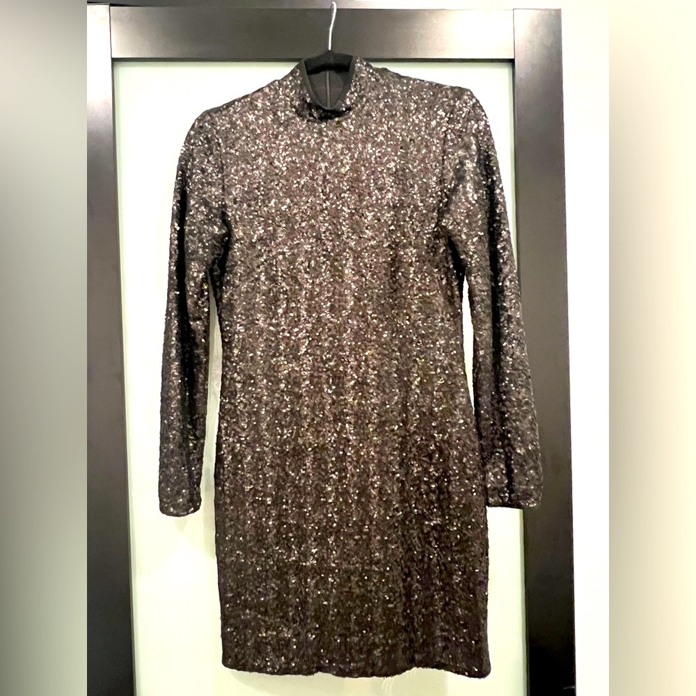 Design the population black sequin mini dress size m